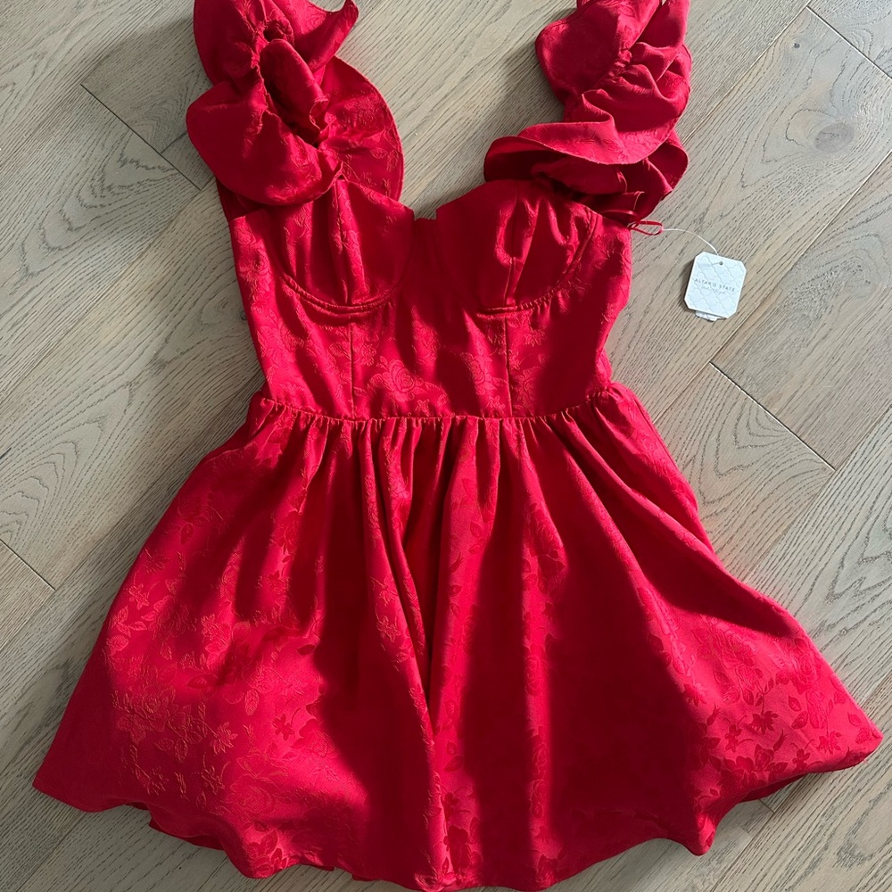 Altar'd State Red Ruffled Mini Dress - Picture 3 of 6